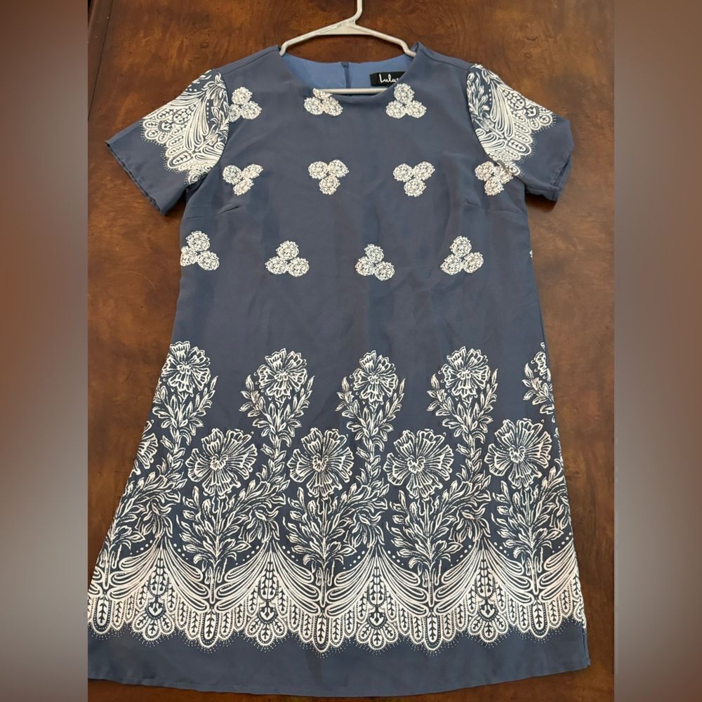 Lulu’s Riverside Slate Blue Floral Print Shift Dress Medium 469752 - Picture 15 of 16